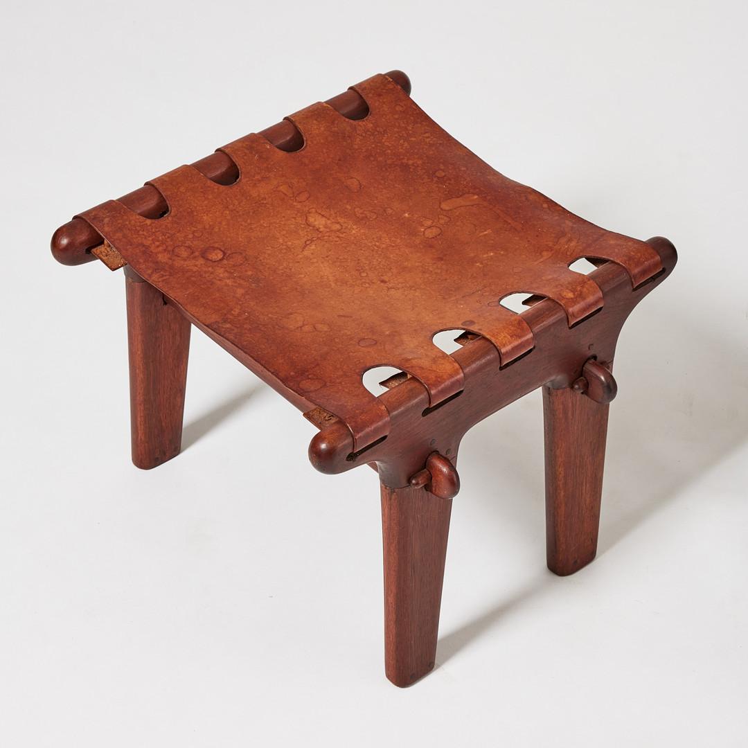 Ecuadorean Latin-American Modernist Leather Safari lounge chair and ottoman, 1960's