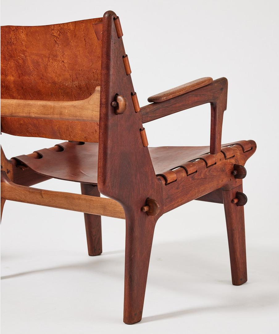 20th Century Latin-American Modernist Leather Safari lounge chair and ottoman, 1960's