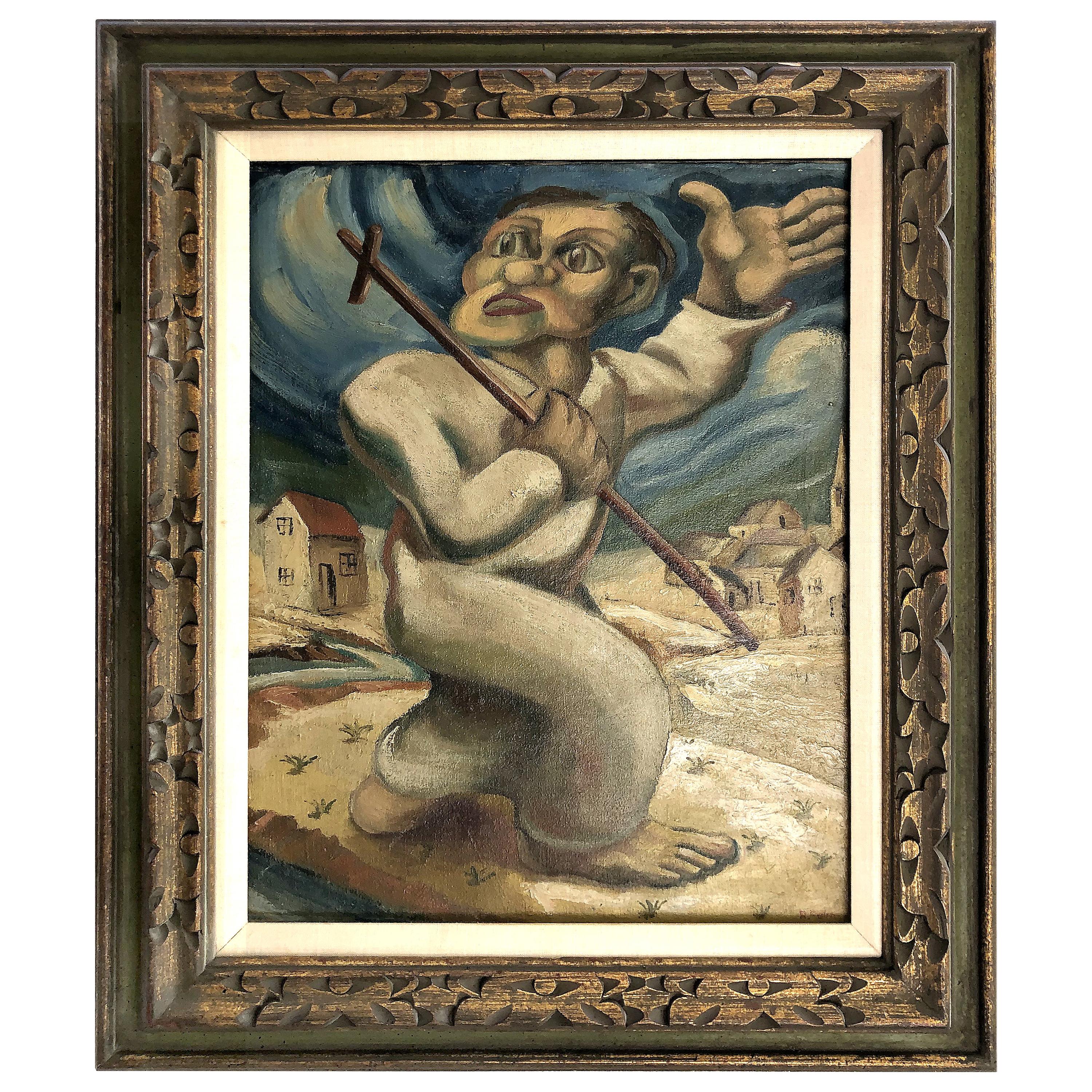 Latin American Oil Painting Manner of Diego Rivera, 1920s-1930s