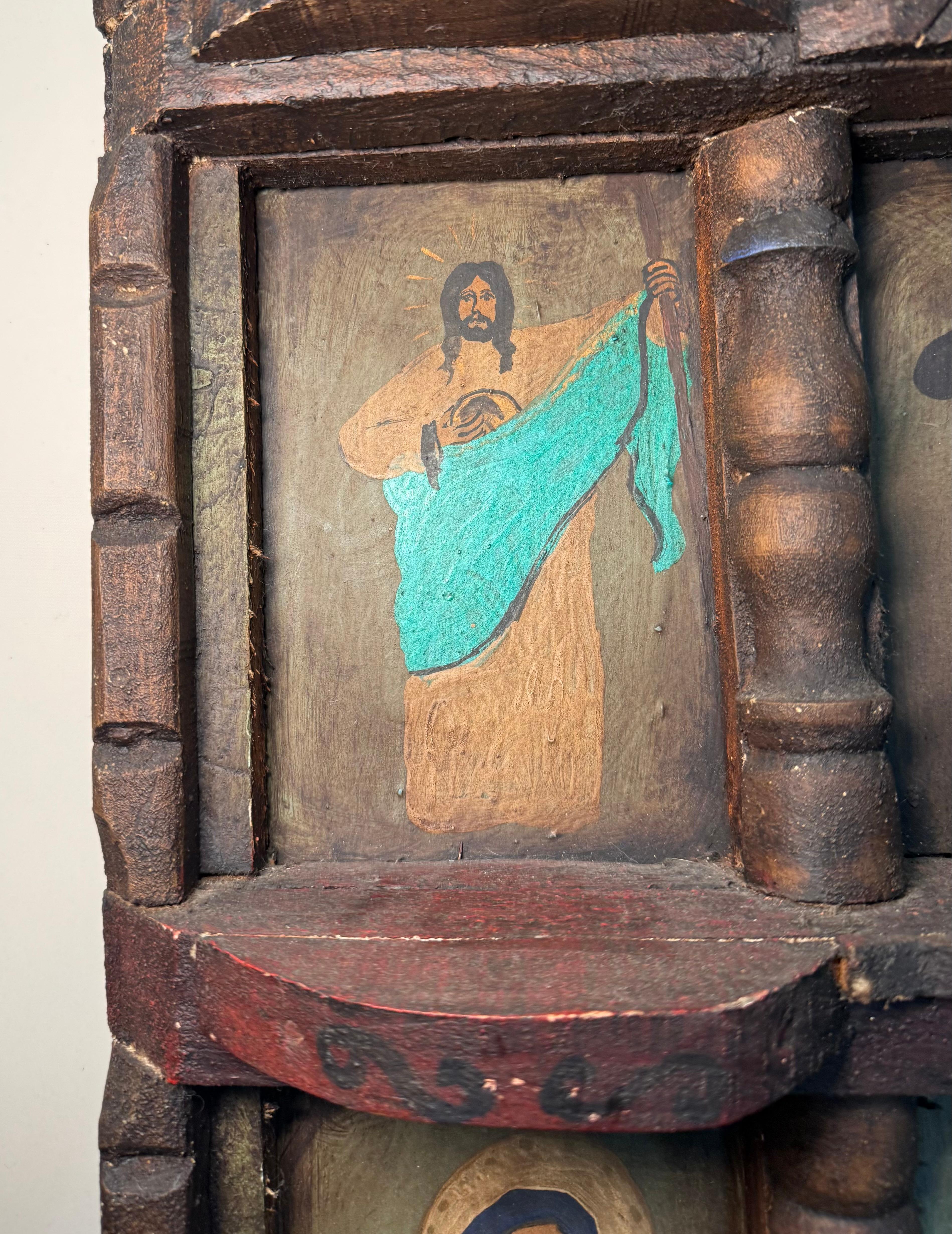 Latin American Religious Folk Art Nicho Retablos Shrine For Sale 7