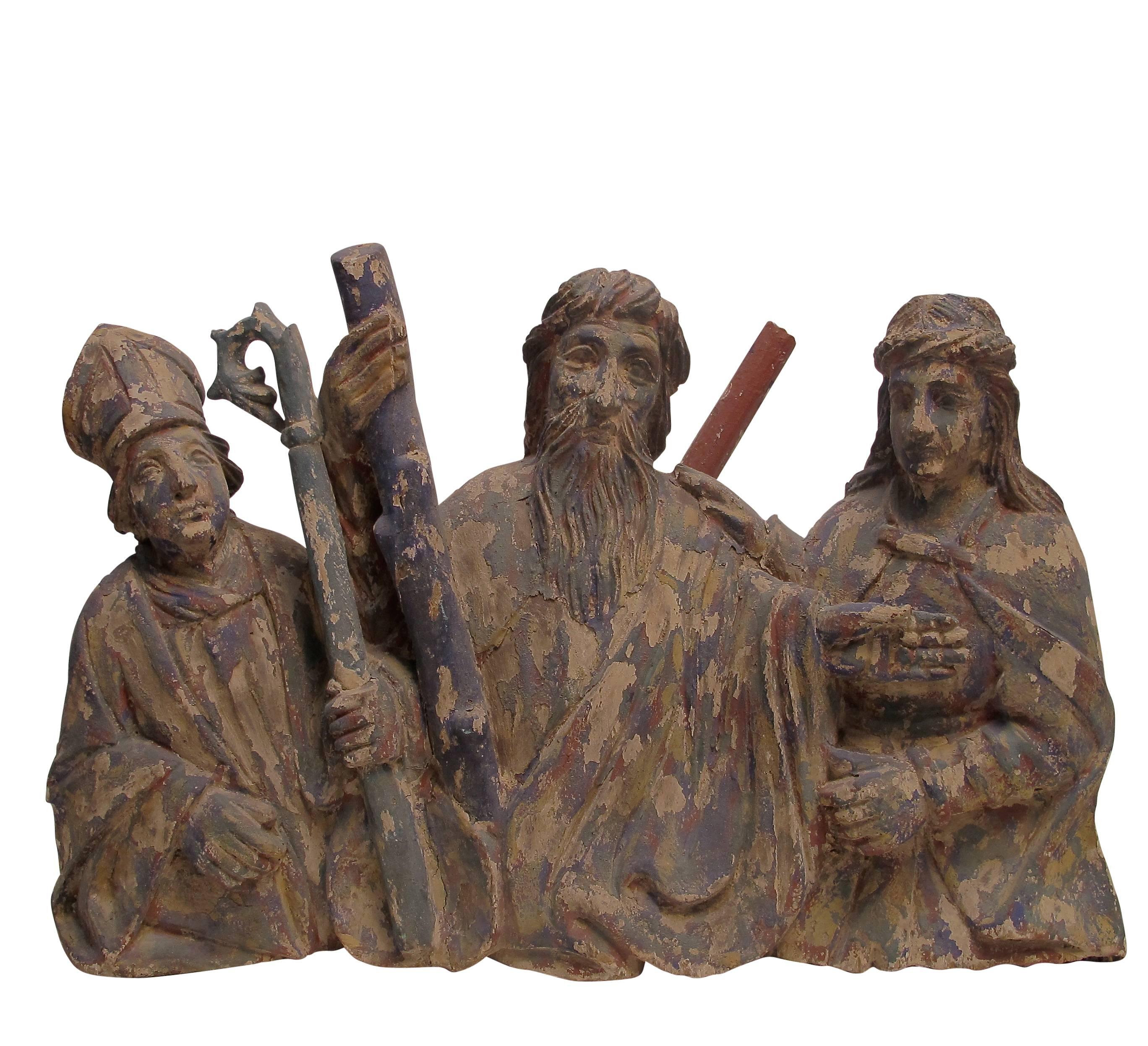 Wood Latin American Religious Santos Carving, Mexican, 19th Century