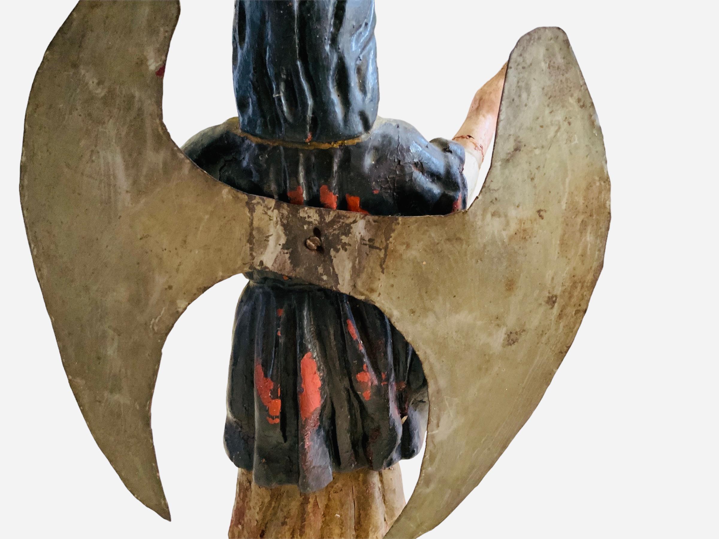Scultura di San Raphael in legno intagliato in latino-americano Santos de Palos In condizioni buone in vendita a Guaynabo, PR
