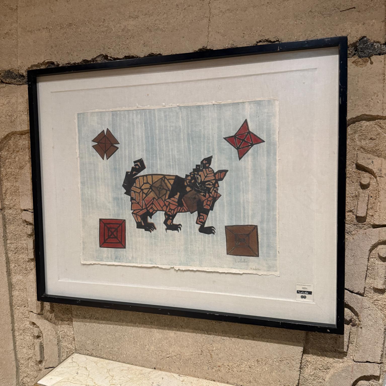 Papier Art latino Francisco Toledo Modernist Cat Oaxaca, Mexique en vente