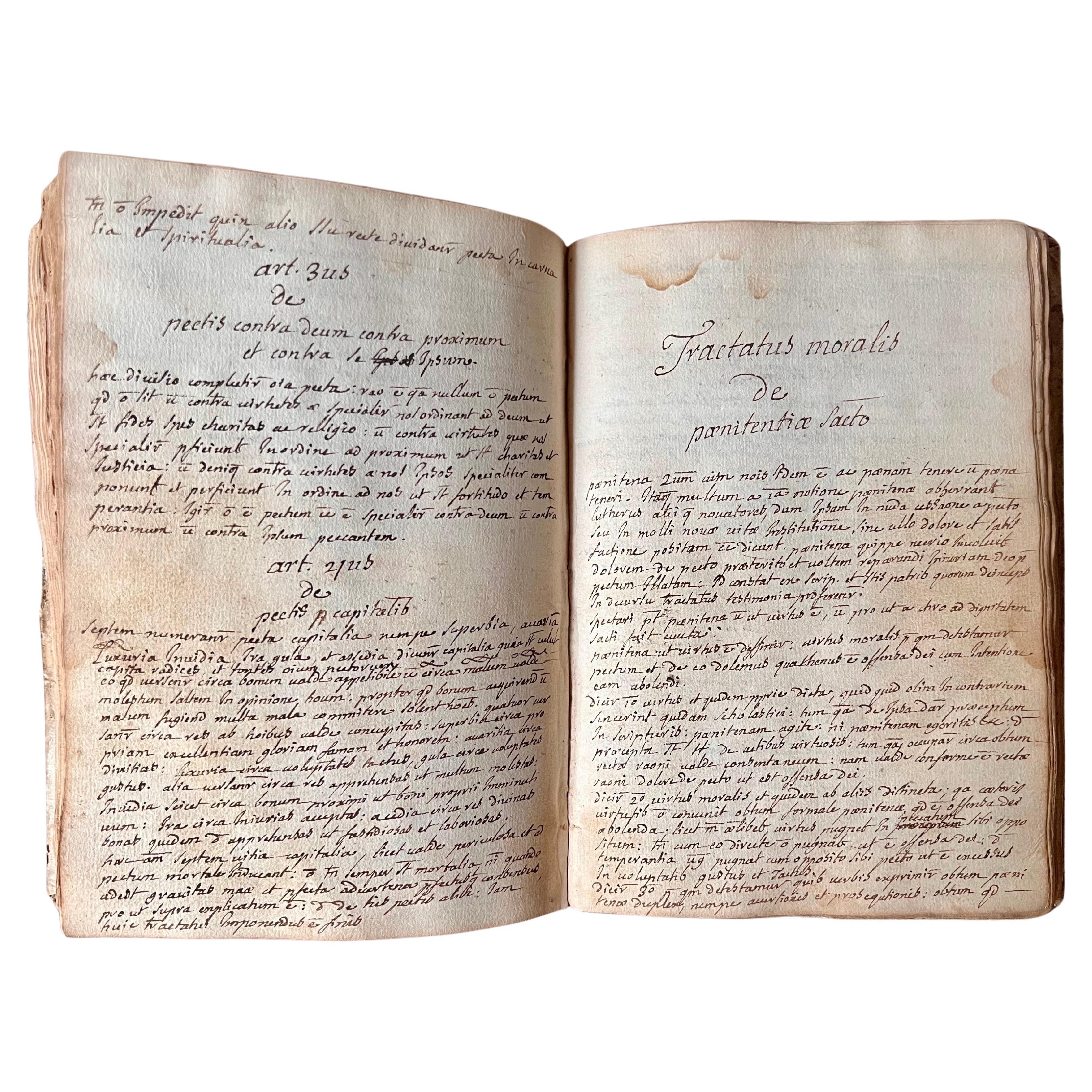 Important manuscrit latin de format in-quarto sur la théologie morale, intitulé 