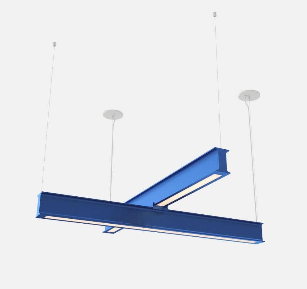 Modern Latis Cross Chandelier by RBW in Black Anodized Aluminum 4' by 4' For Sale