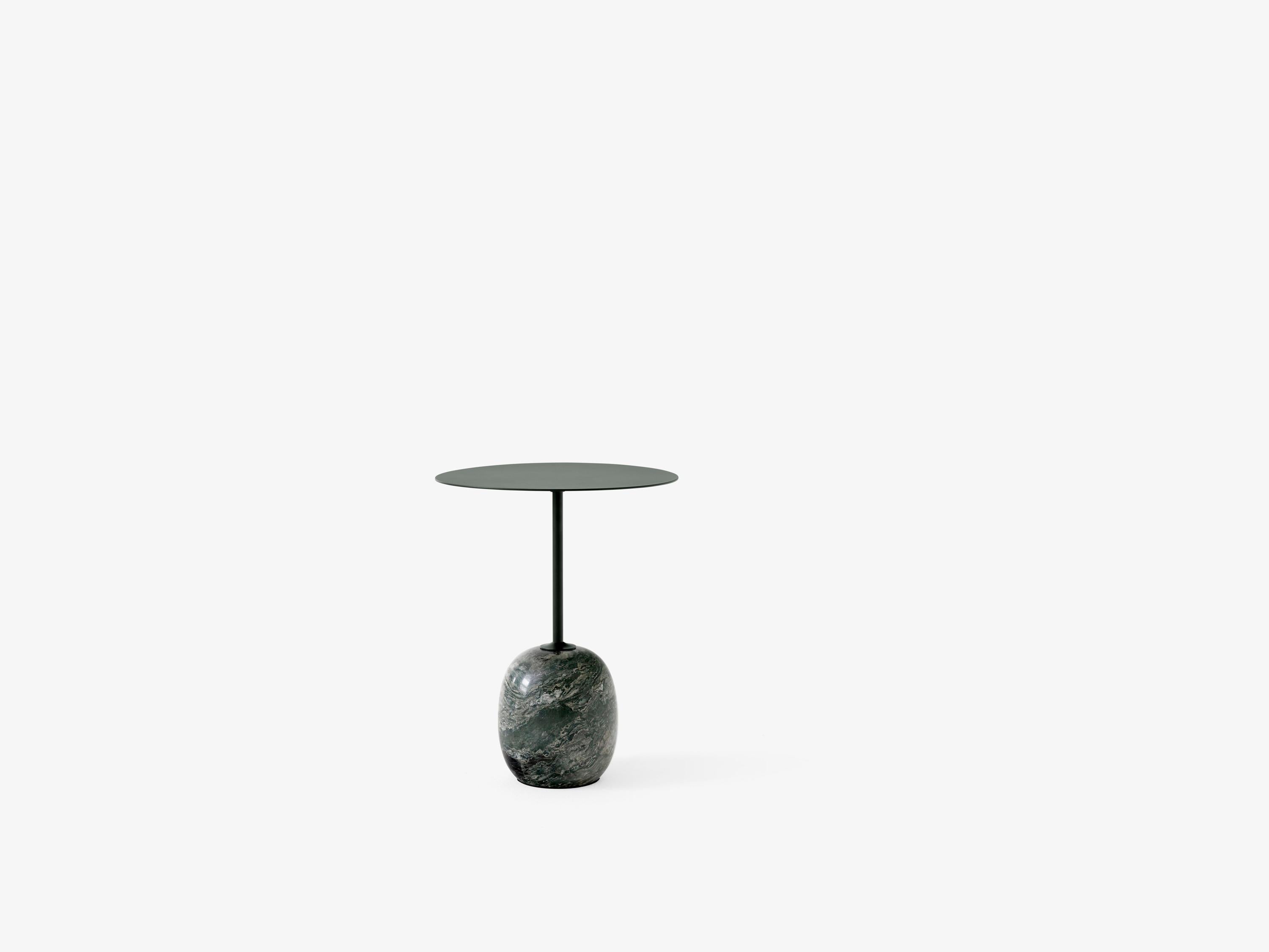 Scandinavian Modern Lato LN8 Deep Green Steel & Verde Alpi Marble, Side Table for &Tradition For Sale