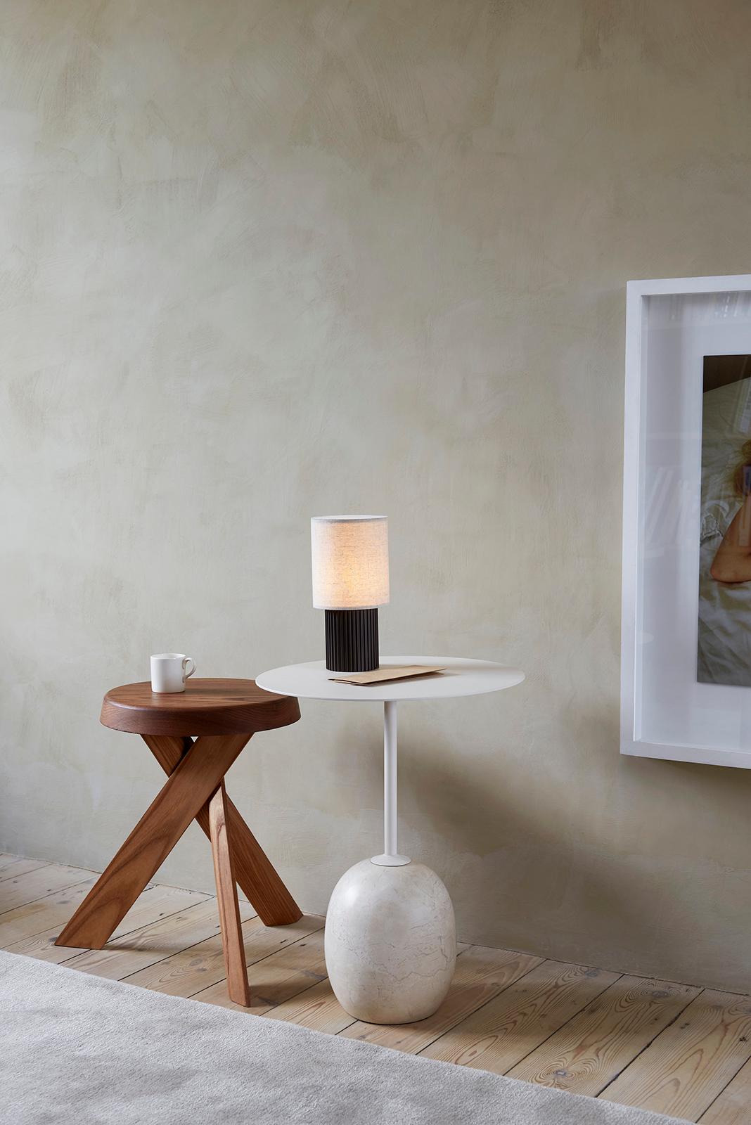 Scandinavian Modern Lato LN8 Round Side Table, White Steel & Marble, by Luca Nichetto for &Tradition For Sale