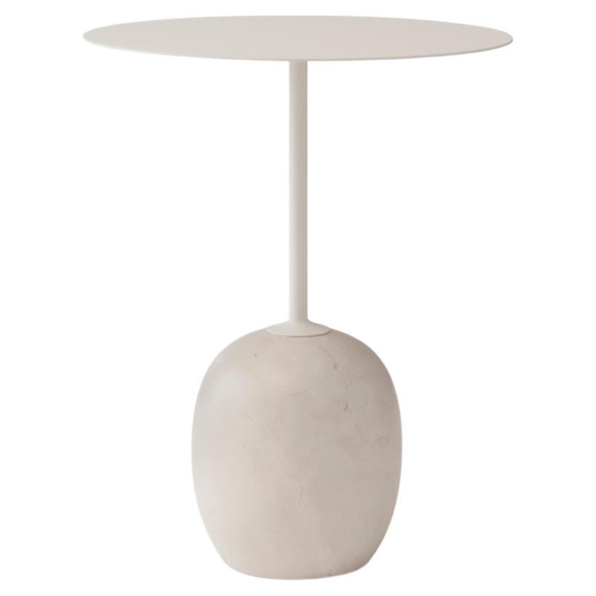 Lato LN8 Round Side Table, White Steel & Marble, by Luca Nichetto for &Tradition For Sale