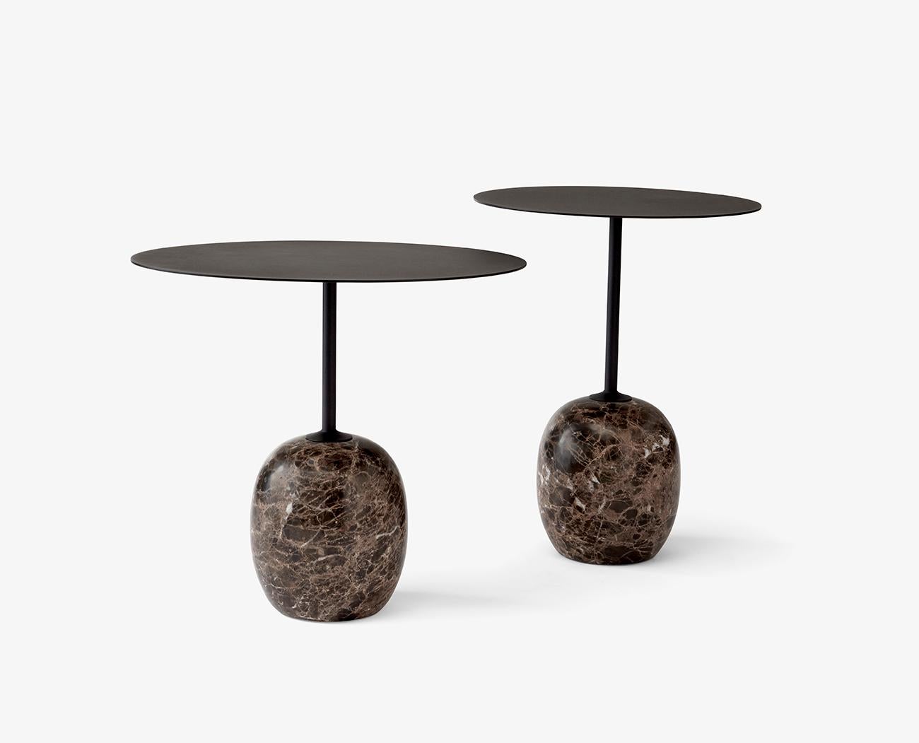 Scandinave moderne Table d'appoint LATO ln8 en acier noir chaud et marbre de Luca Nichetto pour &Tradition  en vente