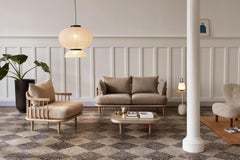 Lato LN8 Side Table, Round Oak Top & Marble, by Luca Nichetto for &Tradition