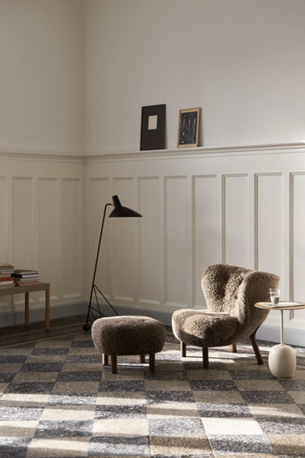 Marbre Table d'appoint Lato LN8, plateau rond en Oak Oak et marbre, par Luca Nichetto pour &Tradition en vente