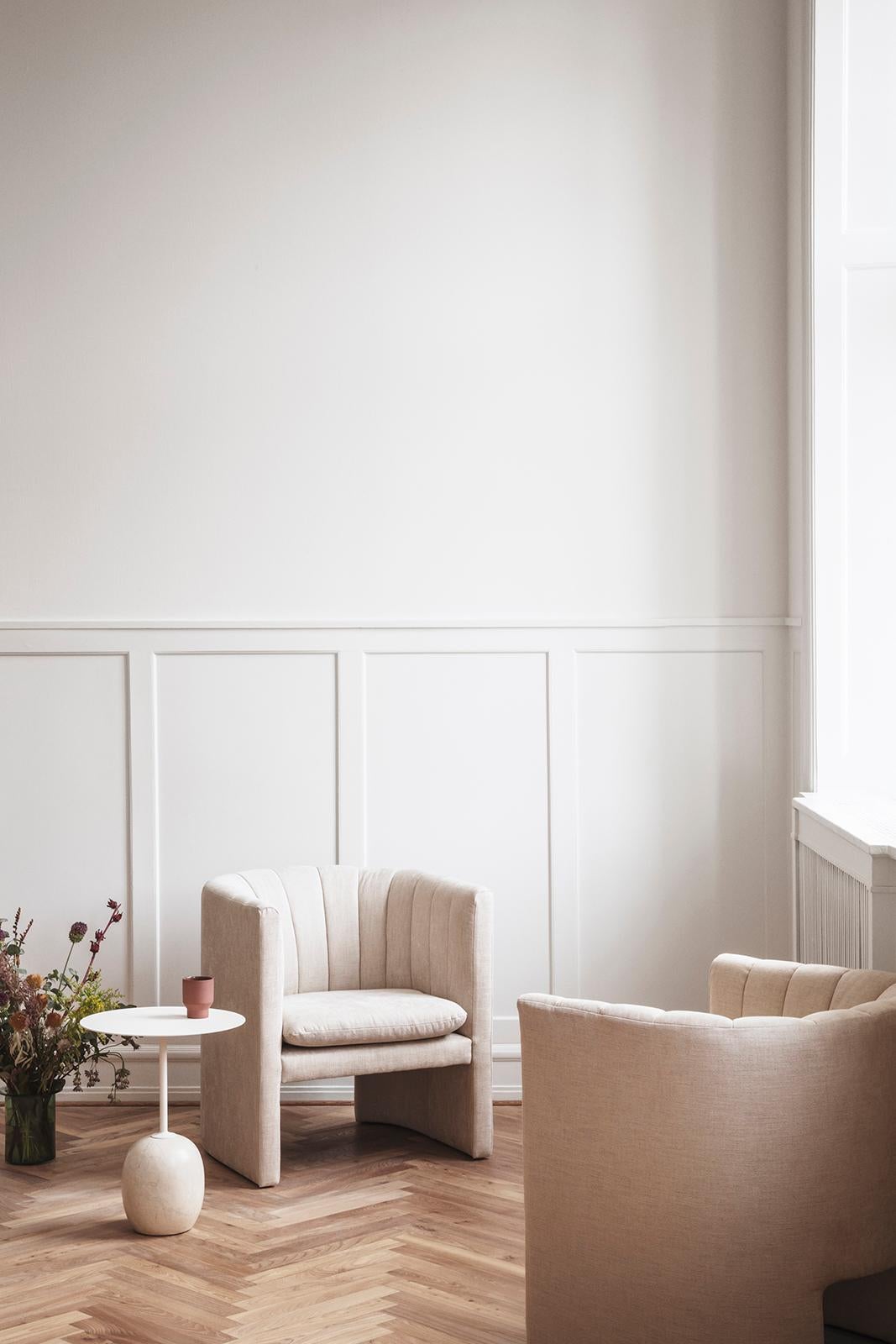 Chinese Lato LN9, Oval White Steel & Marble Side Table by Luca Nichetto for &Tradition For Sale