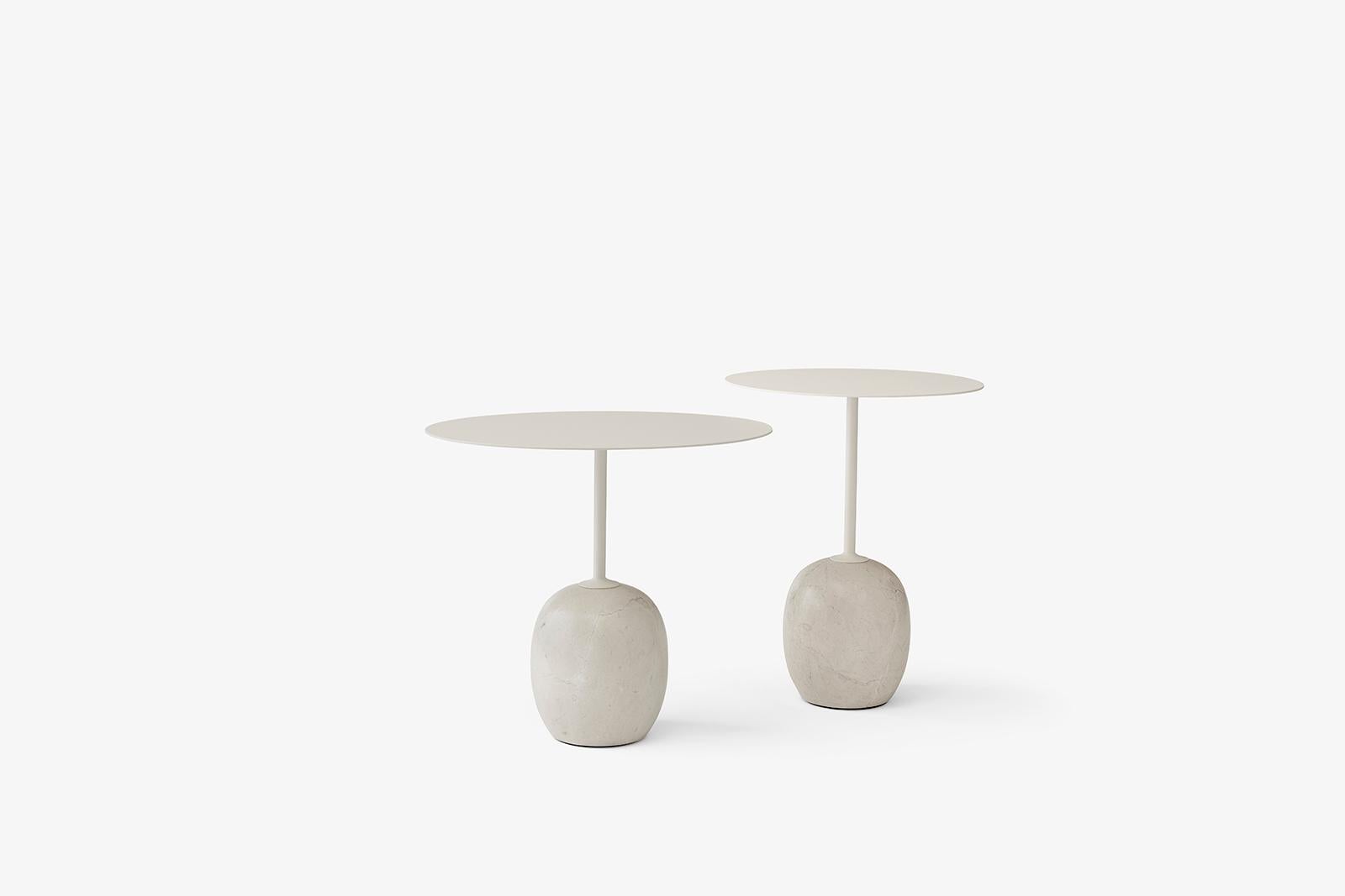 Contemporary Lato LN9, Oval White Steel & Marble Side Table by Luca Nichetto for &Tradition For Sale