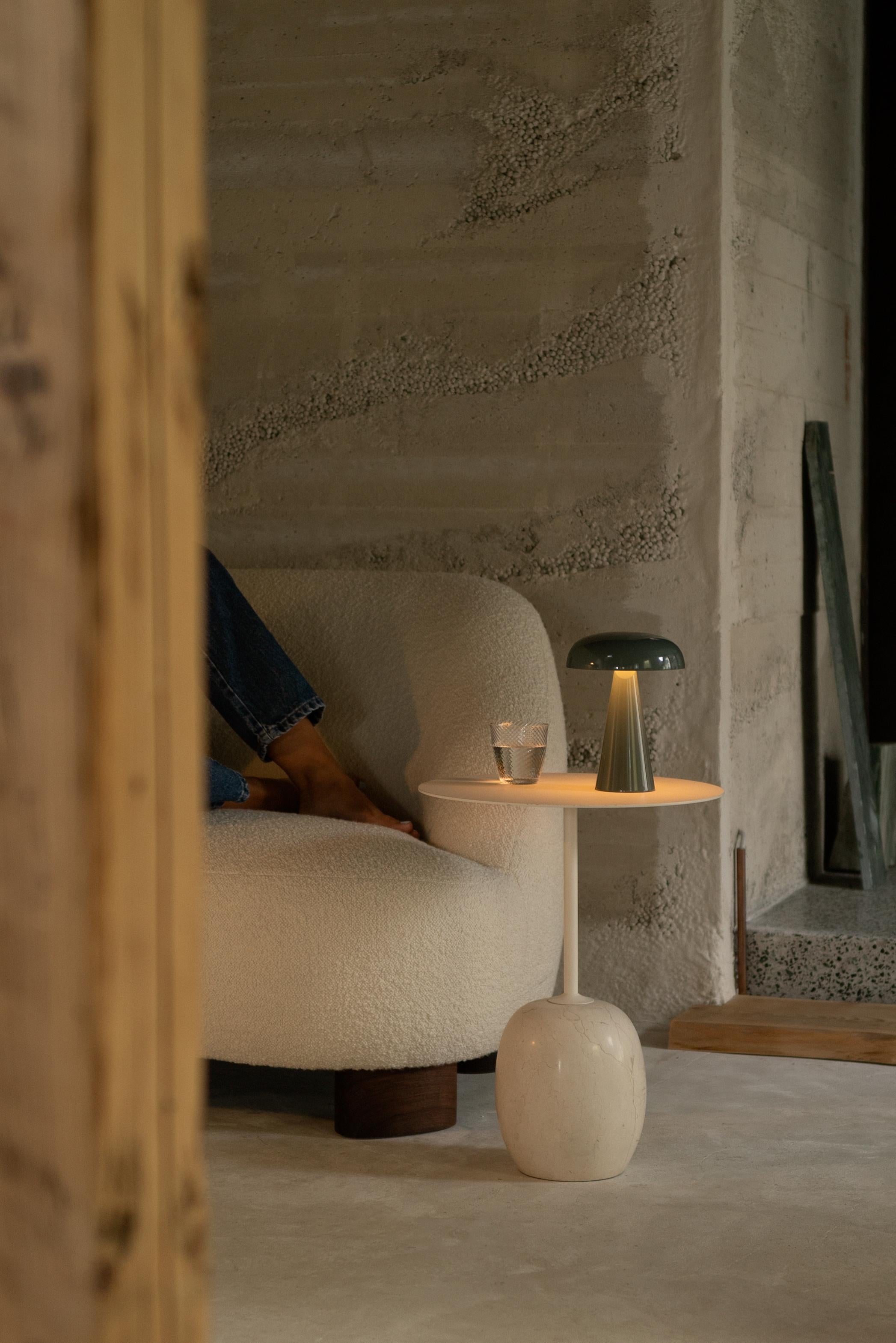Lato LN9, Oval White Steel & Marble Side Table by Luca Nichetto for &Tradition For Sale 2