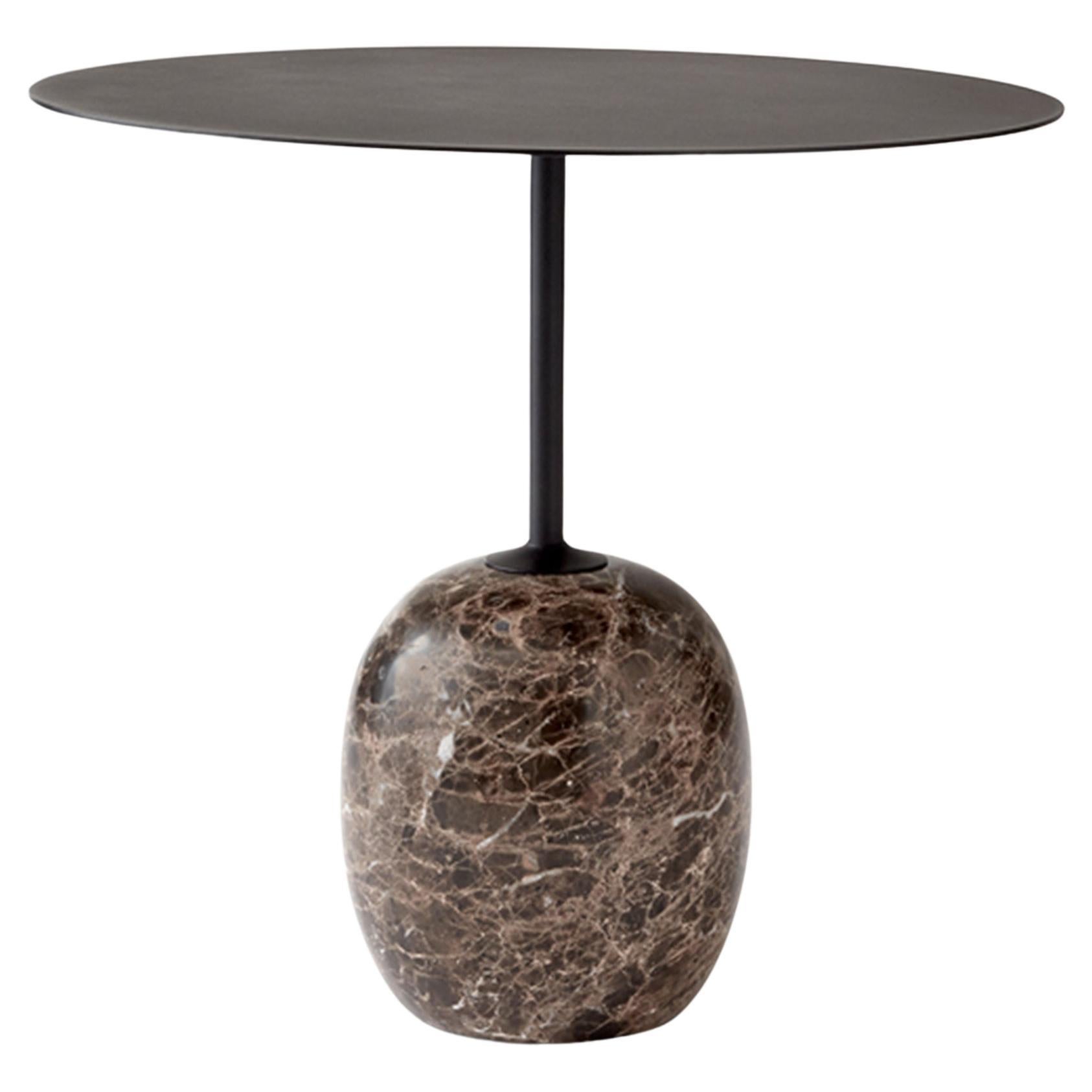 Table d'appoint LATO LN9 en acier noir chaud et marbre par Luca Nichetto pour &Tradition