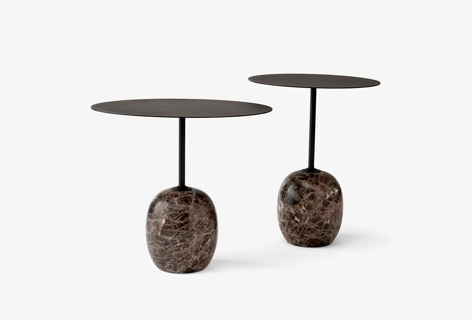 Scandinavian Modern LATO LN9, Warm Black steel & Marble Side Table by Luca Nichetto for &Tradition For Sale