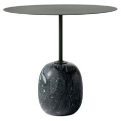 Lato Side Table Oval Top by Luca Nichetto in Verde Grigio Marble & Green Steel