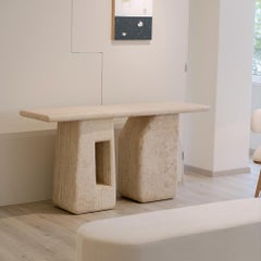 Lätt 2.0 Contemporary Travertine Marble Console by RDLC