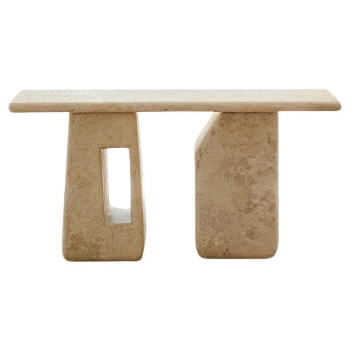 Lätt 2.0 Contemporary Travertine Marble Console by RDLC For Sale