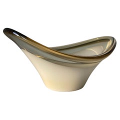 Holmegaard Latte Colored Encased Art Glass Bowl, Denmark, 1960s