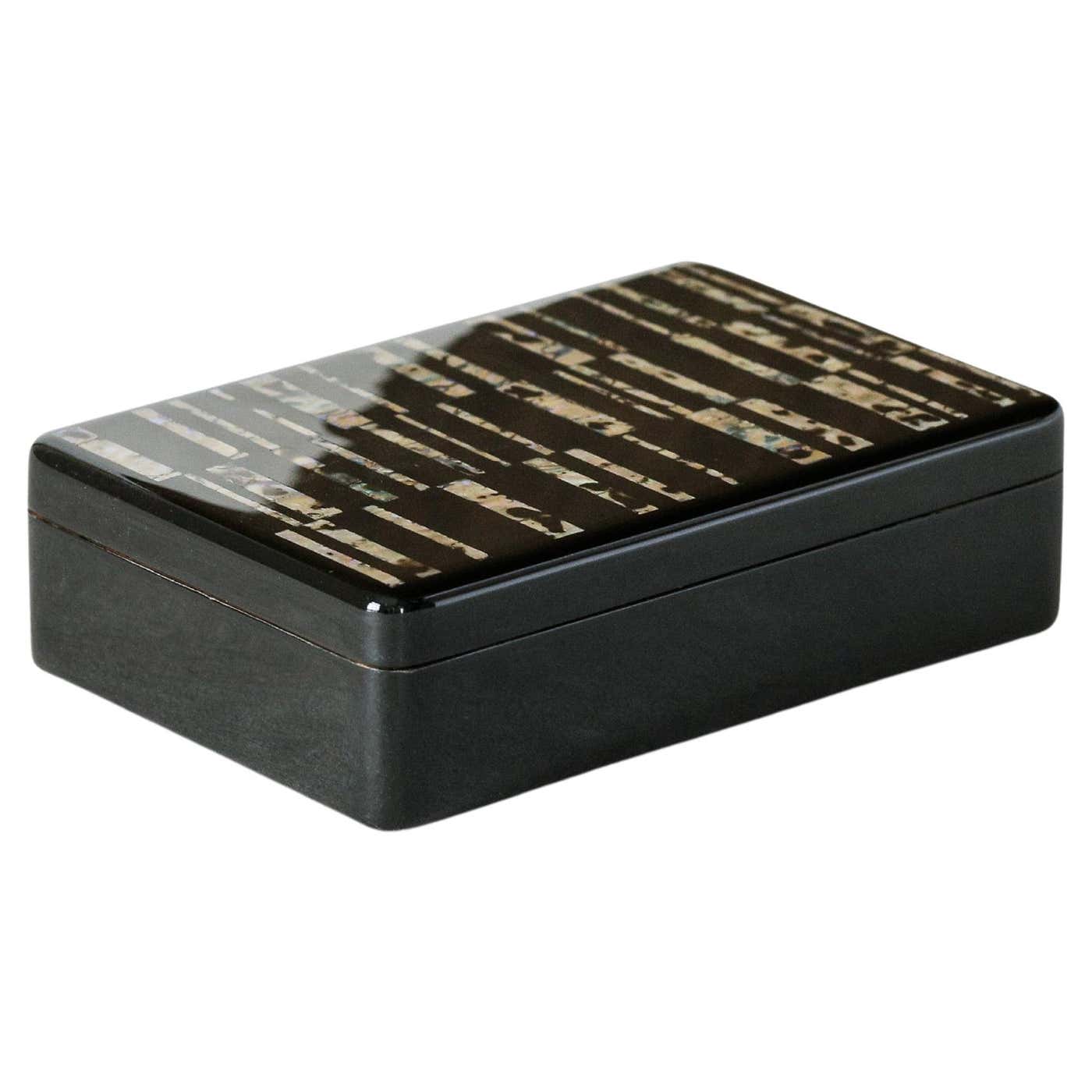 Urushi Natural Black Lacquer and Abalone Shell Lattice Box M by ...