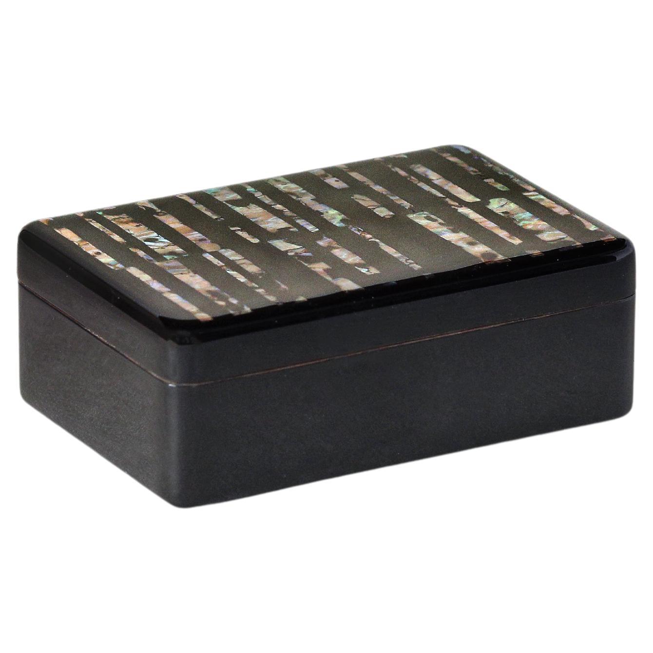 Urushi Black Lacquer and Abalone Shell Lattice Box - Small by Alexander Lamont