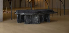 Unique Strata Longated Rectangular Shape Black Stone Day Bed by Andres Monnier