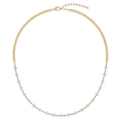 Lattice Diamond 14K (or 18k upon request) Yellow Gold Station Necklace