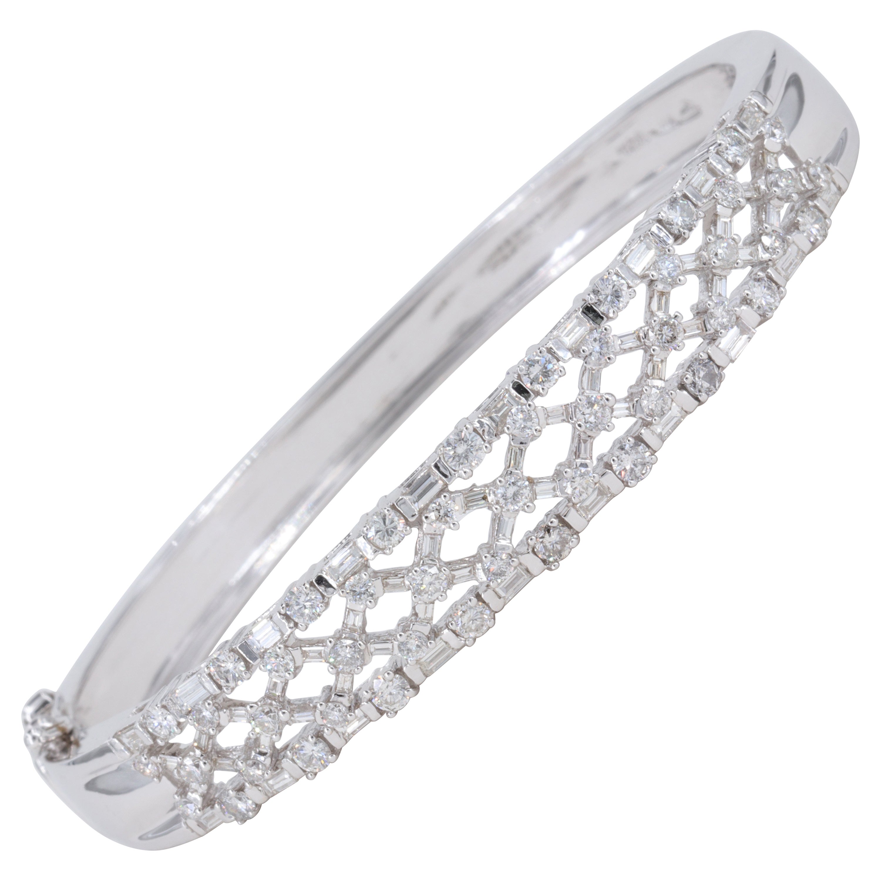 Diamant-Gitter-Armband mit Scharnier aus Weißgold