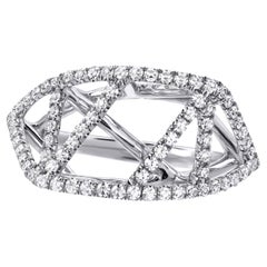 Anello con diamante a reticolo in oro bianco 18 carati - Tamir di Merkaba Beverly Hills