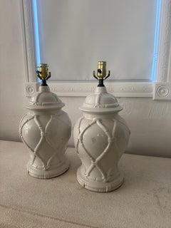 Lattice Ginger Jar Table Lamps - a Pair