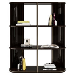 LATTICE Bibliothèque moderne en eucalyptus fumé brillant, bibliothèque contemporaine