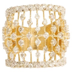 Lattice Openwork Cage Natural Diamond Ring in 14K Solid Gold (Certified)