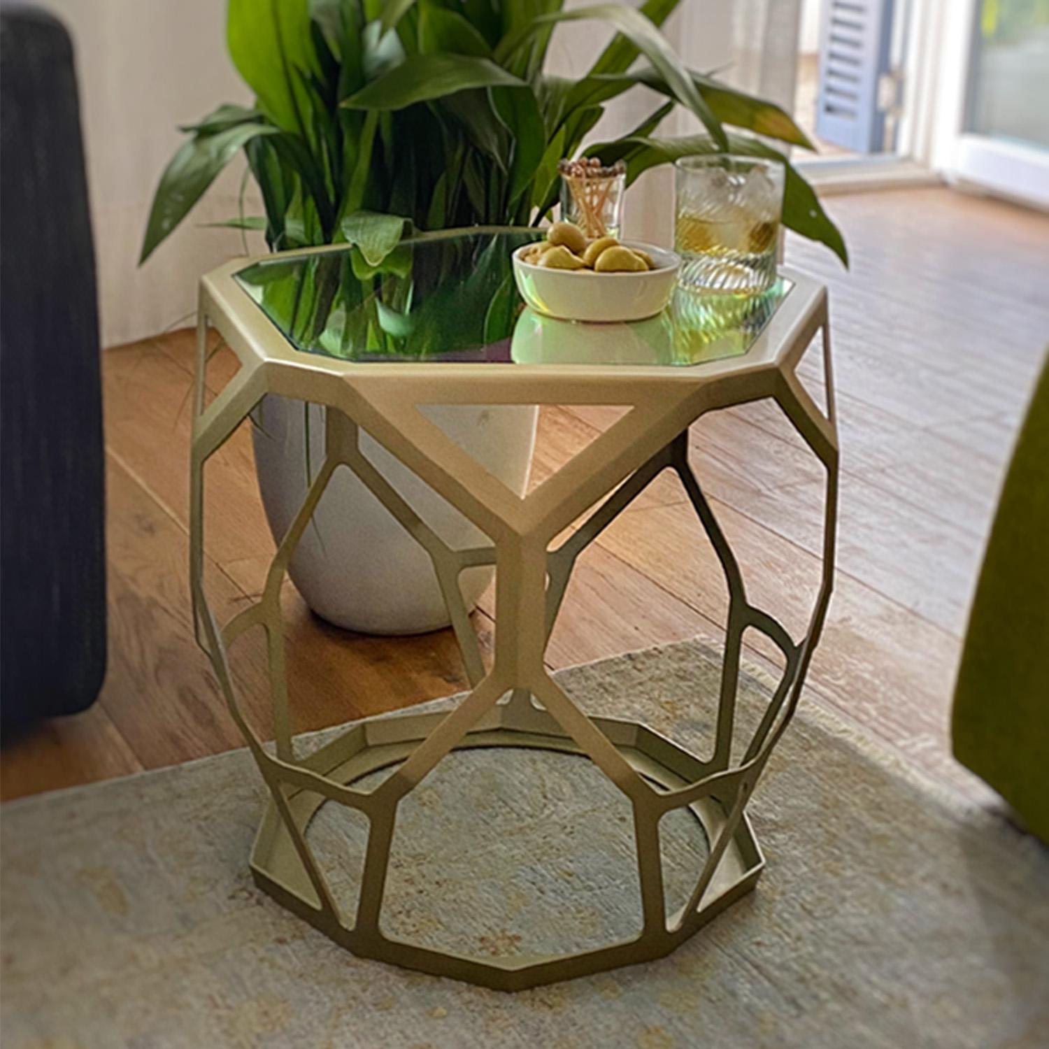 Metalwork Lattice Side Table Gold For Sale