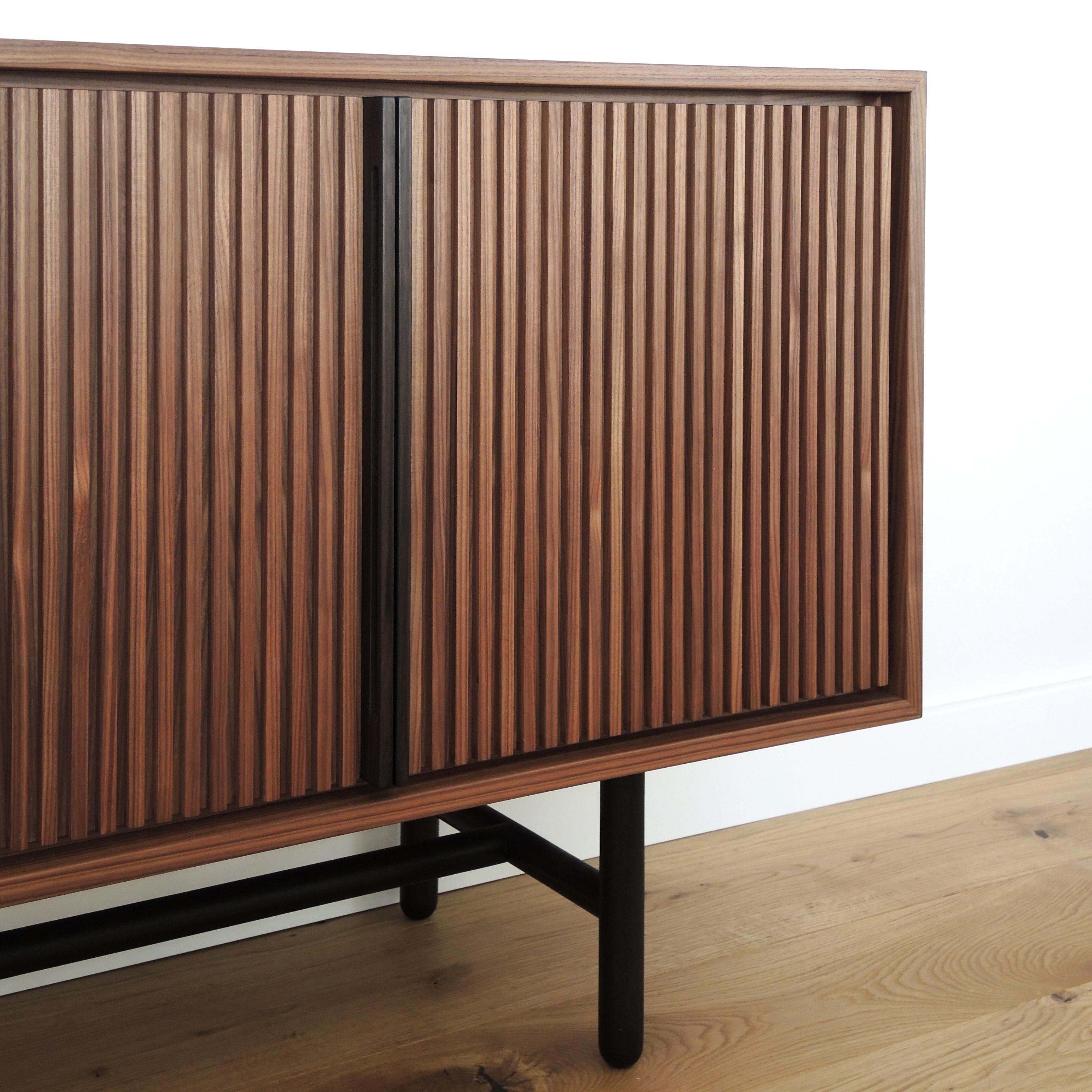 Hand-Crafted Lattice Sideboard Contemporary Modern Minimalist Wooden Two-Tone Walnut in Stock