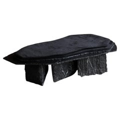 Lattice Unique Sculptural Daybed in Carved Black Marble by Andres Monnier