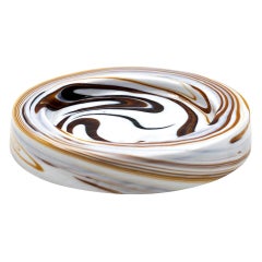 Vintage Lattimo and Polychrome "Démodé" Glass Dish by Sergio Asti for Venini, 1968