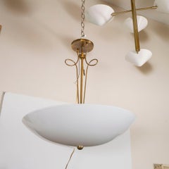 Lattimo glass and brass pendant