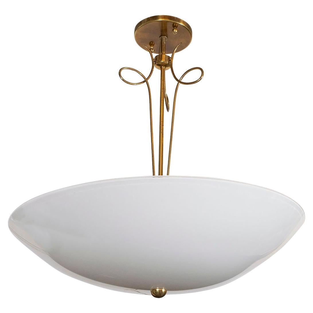 Lattimo glass and brass pendant