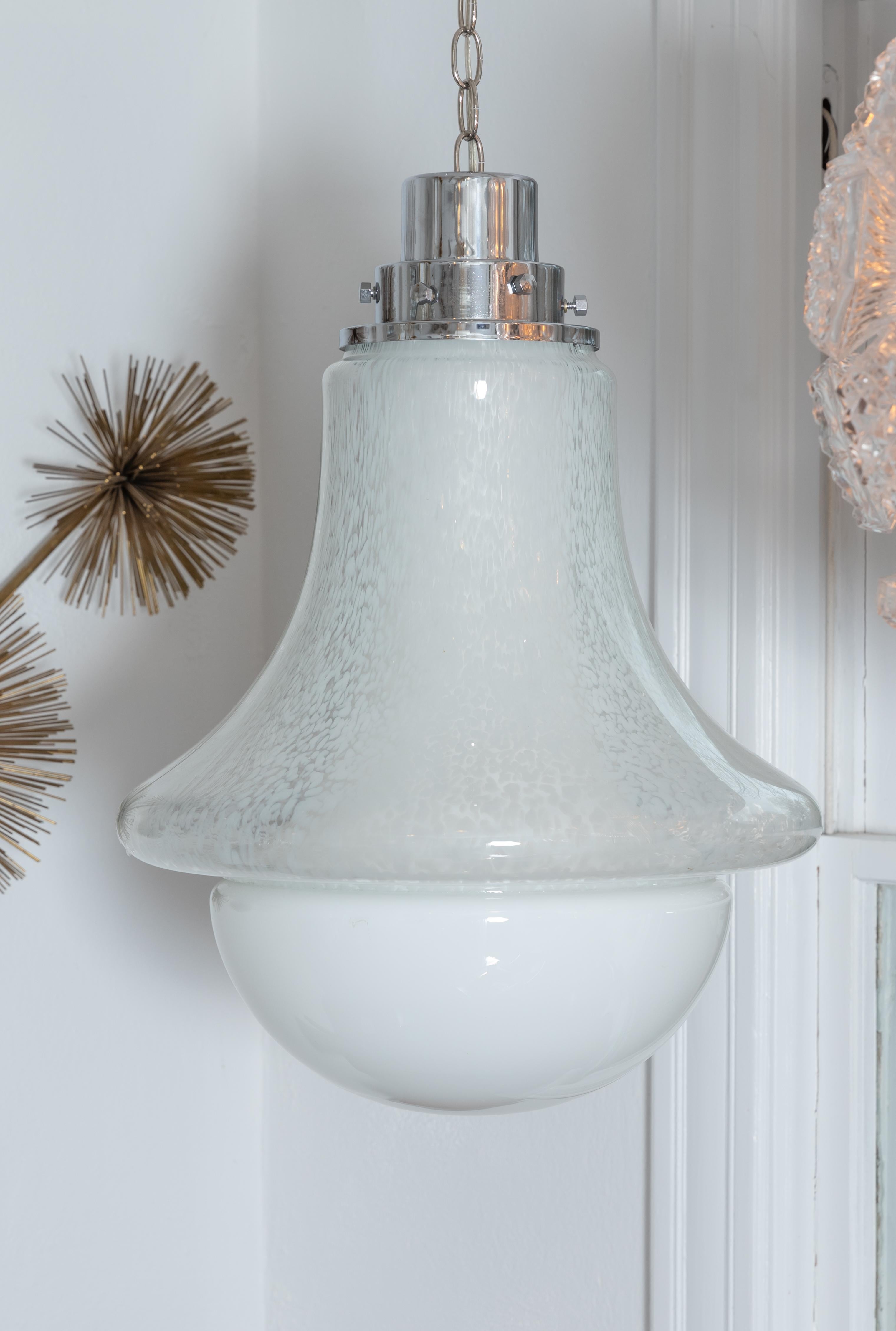 Lattimo glass bulb form pendant by Carlo Nason for Mazzega.