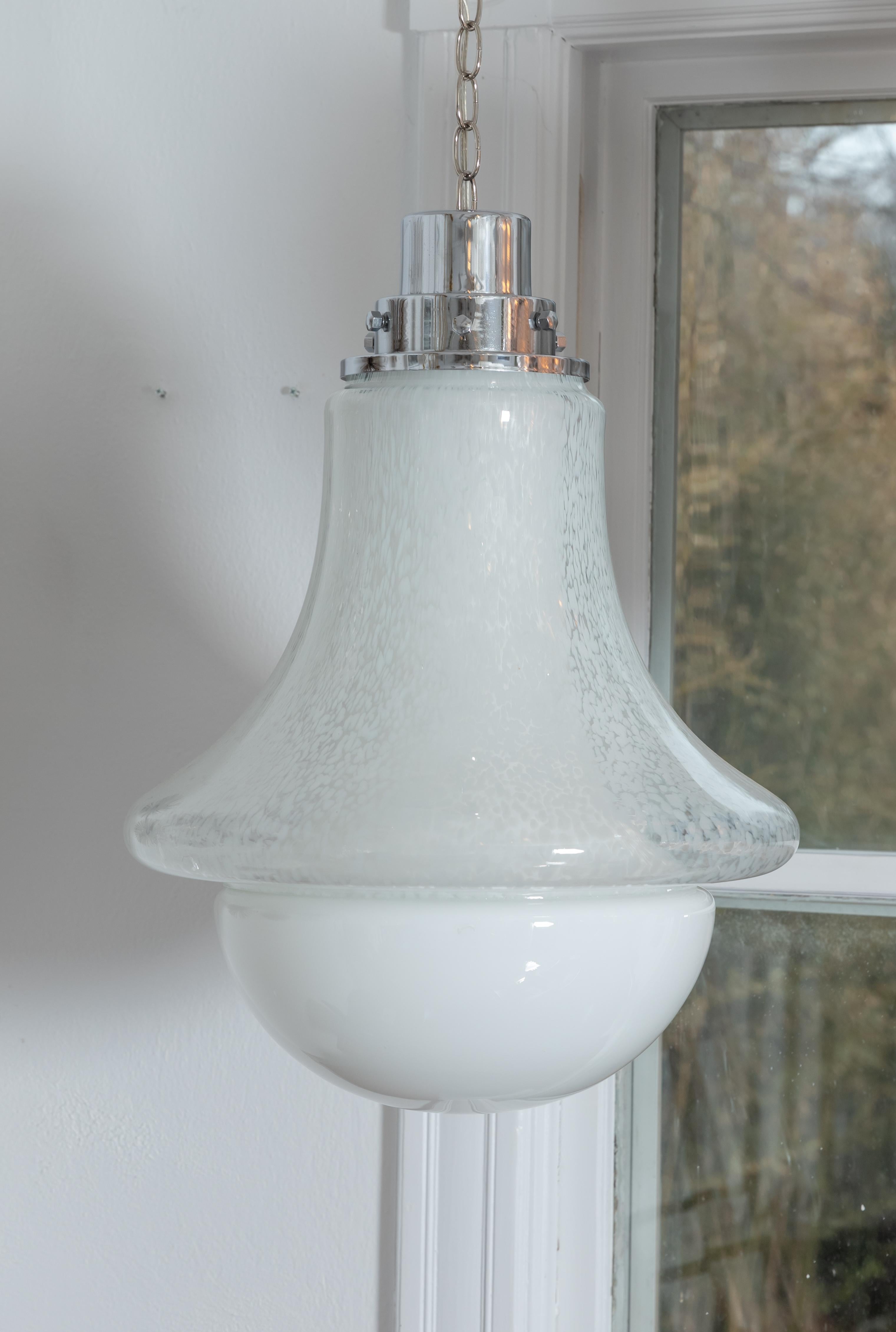 Mid-Century Modern Lattimo Glass Bulb Form Pendant by Carlo Nason for Mazzega