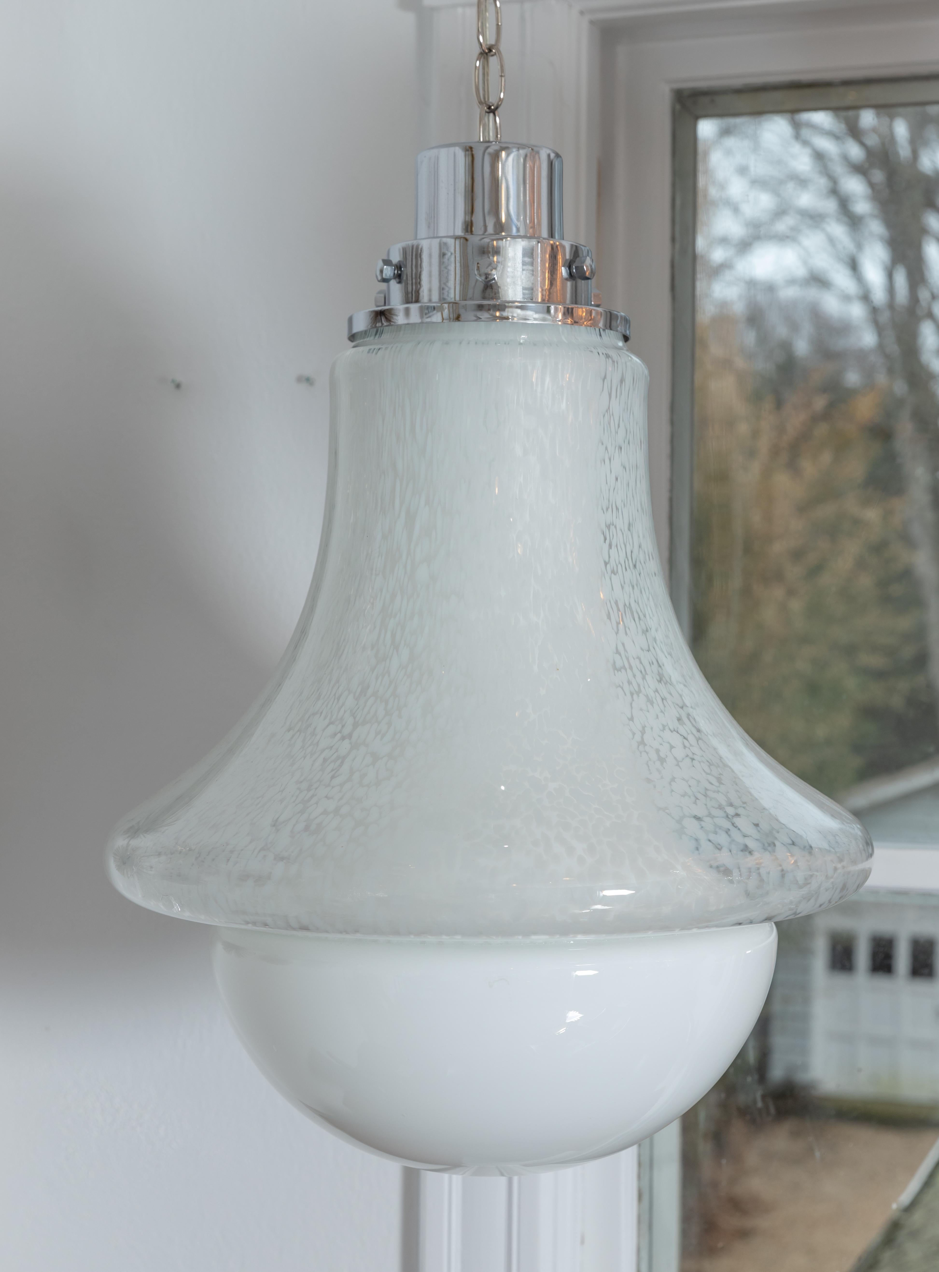 Italian Lattimo Glass Bulb Form Pendant by Carlo Nason for Mazzega