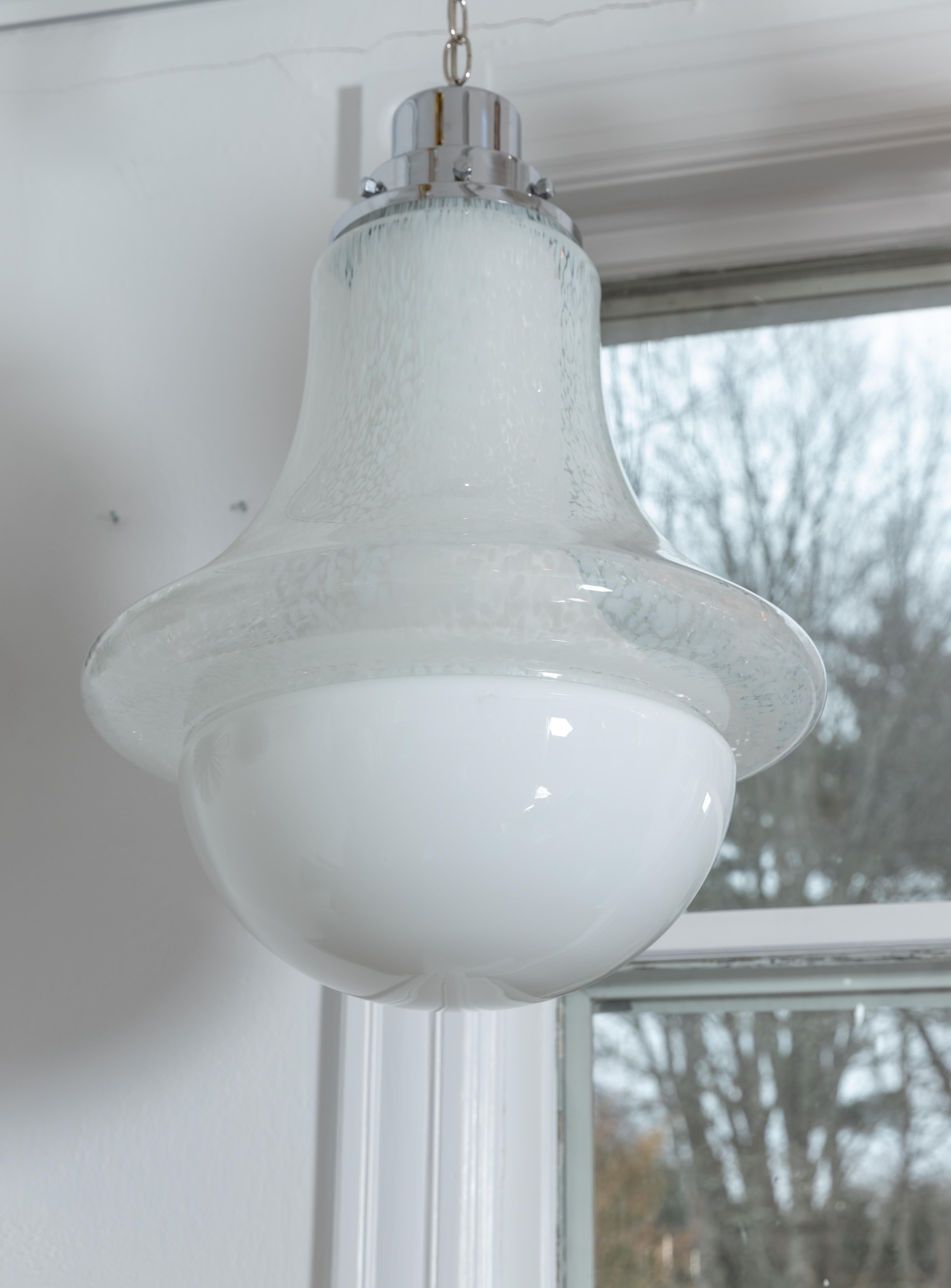 Lattimo Glass Bulb Form Pendant by Carlo Nason for Mazzega In Excellent Condition In Bridgehampton, NY