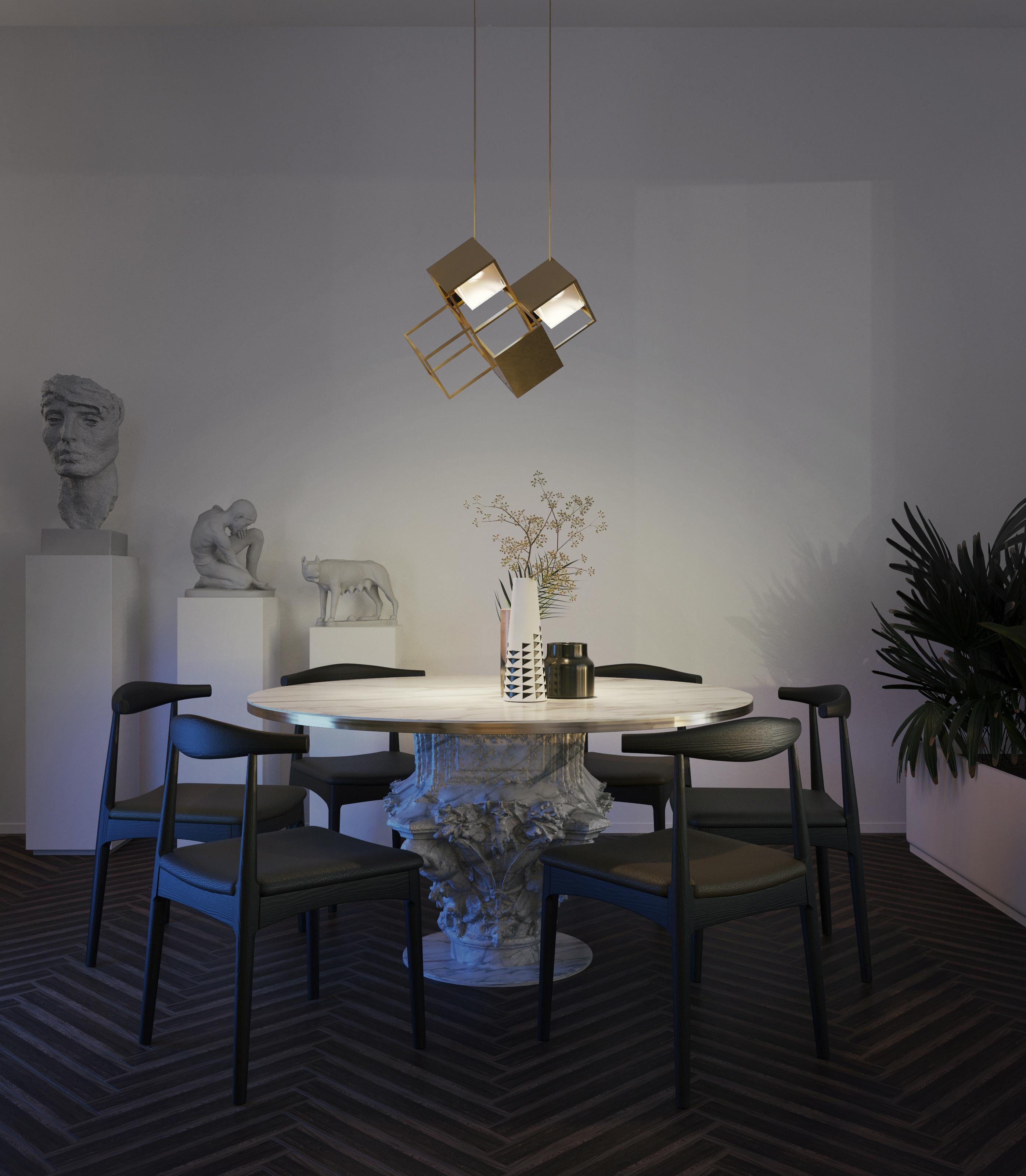 Lattis 4 Chandelier Lighting Brass by Diaphan Studio, REP by Tuleste Factory For Sale 2