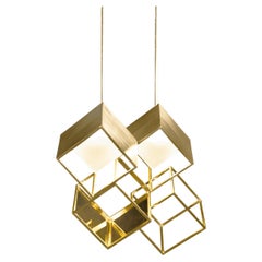 Lattis 4 Chandelier Lighting Brass by Diaphan Studio, REP by Tuleste Factory