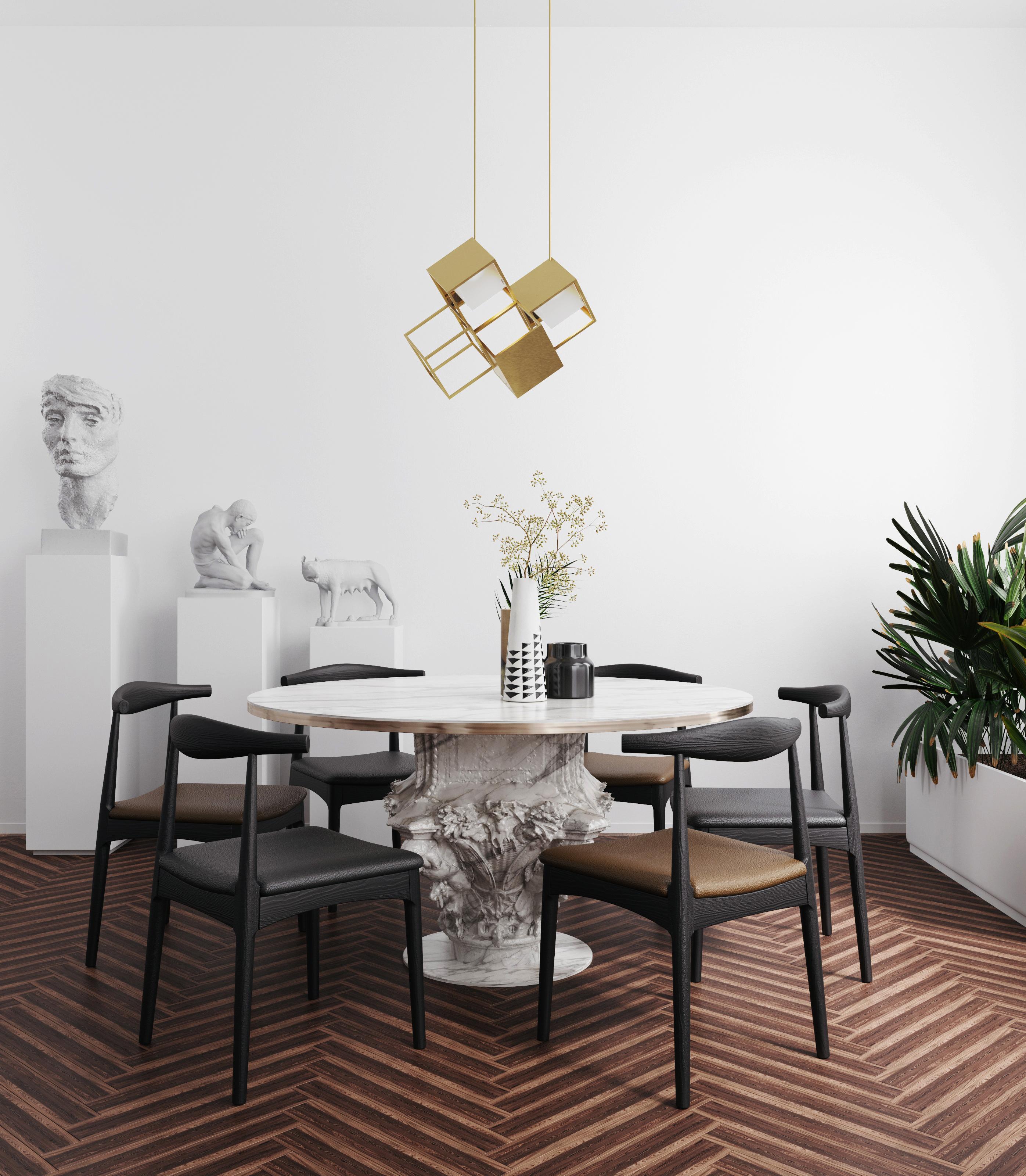 Contemporary Lattis Chandelier M - Solid brass chandelier handmade by Diaphan Studio For Sale
