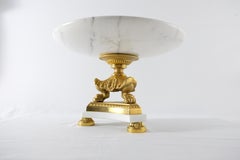 Laudarte Centerpiece Srl Statuario Marble, 24-Karat Gilt Bronze Tazza Olimpia II