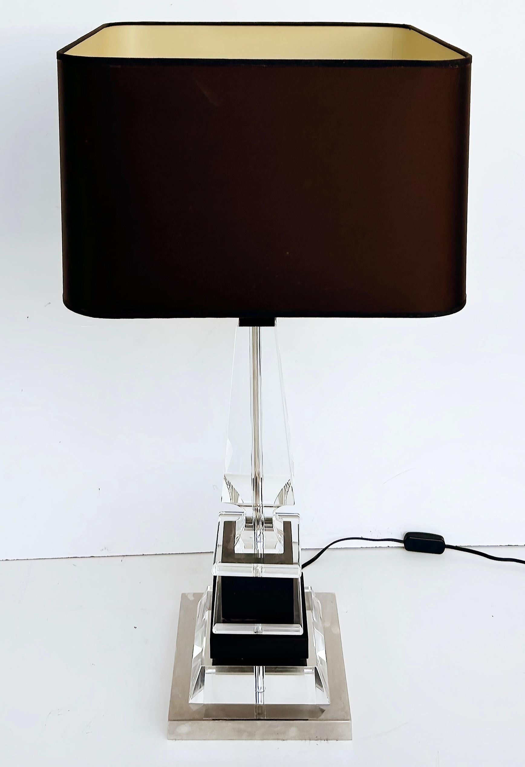 Italian Laudarte SRL Crystal, Chrome, Wood Table Lamps, Pair from Milano, Italy For Sale