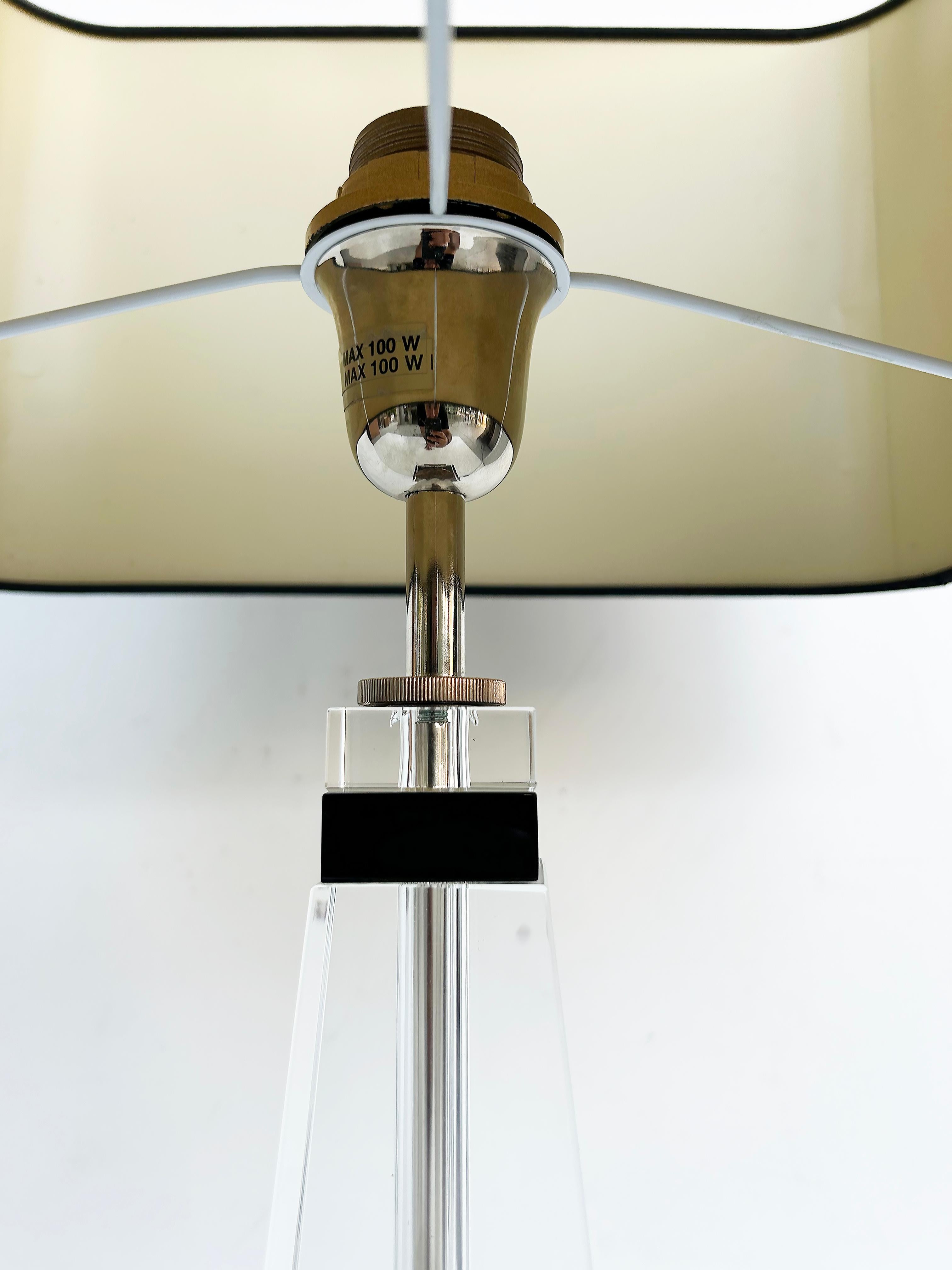 Laudarte SRL Crystal, Chrome, Wood Table Lamps, Pair from Milano, Italy For Sale 2