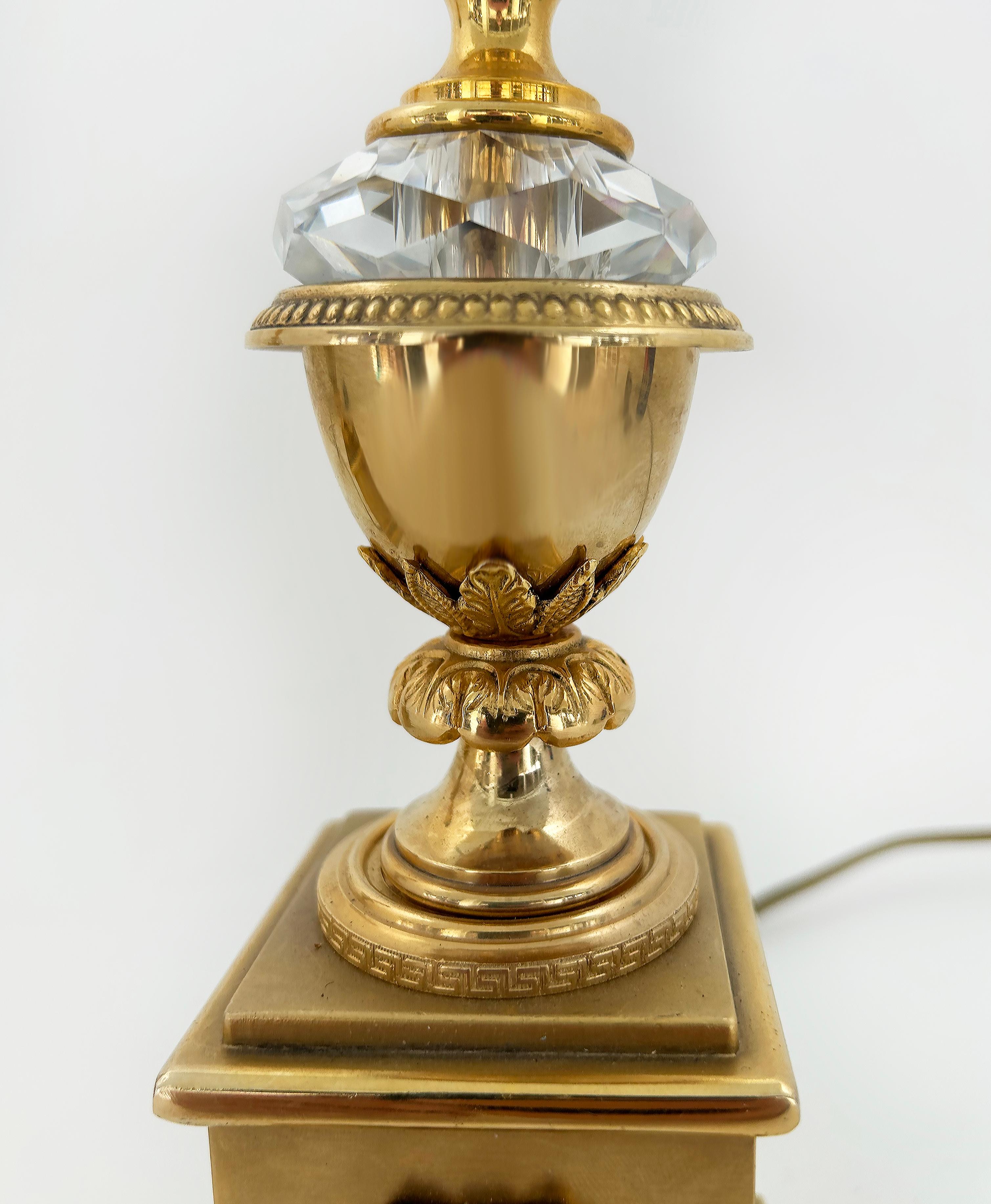 Tischlampen aus vergoldeter Bronze, Kristall und Malachit von Laudarte SRL, Italien, Paar im Zustand „Gut“ im Angebot in Miami, FL